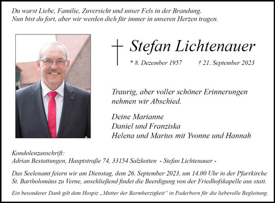 Zeitung Anzeige von Stefan Lichtenauer